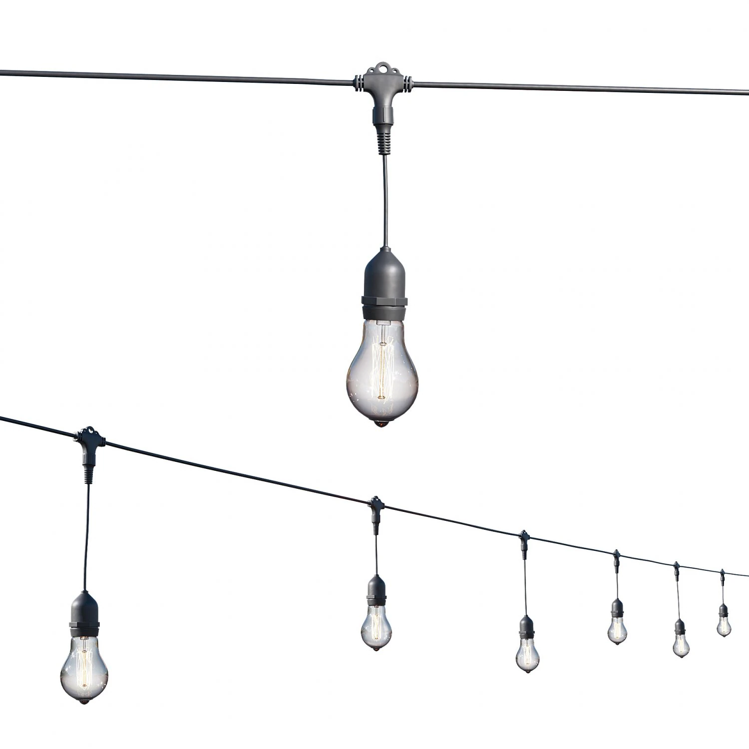 string lights edison lamps 3D Model .c4d .max .obj .3ds .fbx .stl .blend 