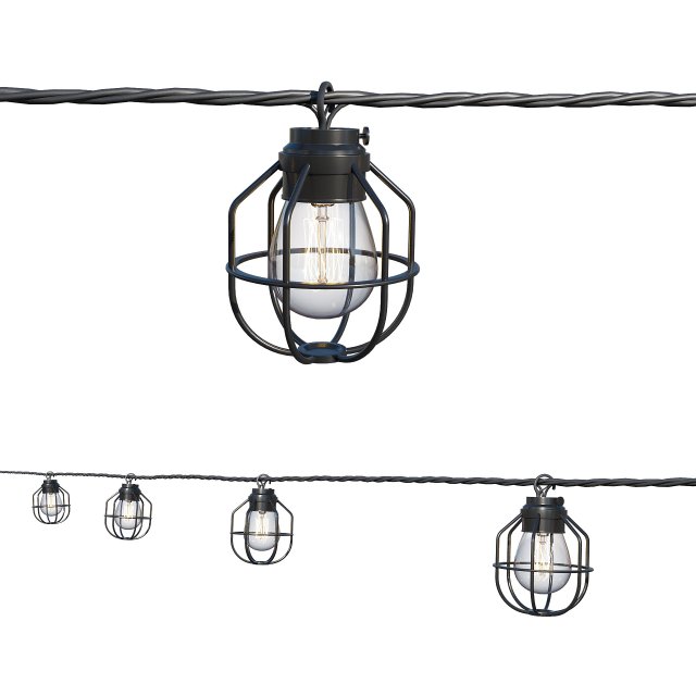 string lights edison lamps Model 3D .c4d .max .obj .3ds .fbx .stl .blend 