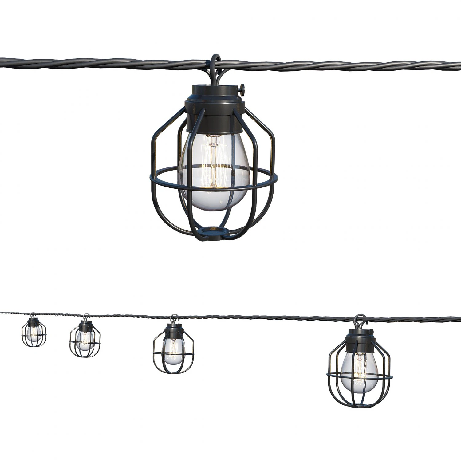 string lights edison lamps 3D Model .c4d .max .obj .3ds .fbx .stl .blend 