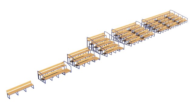 stadium seating tribune wooden pack 3D 模型 .c4d .max .obj .3ds .fbx .stl .blend 