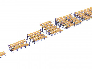stadium seating tribune wooden pack 3D Model