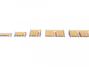 stadium seating tribune wooden pack 3D Model