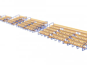 stadium seating tribune wooden pack 3D Model