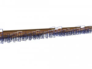 stadium seating tribune wooden pack 3D Model