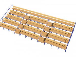 stadium seating tribune wooden pack 3D Model