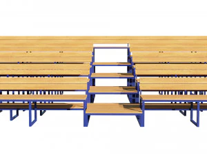 stadium seating tribune wooden pack 3D Model