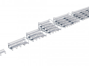 stadium seating tribune wooden pack 3D 模型