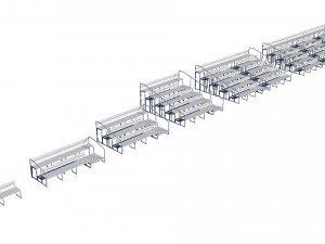 stadium seating tribune wooden pack 3D Model