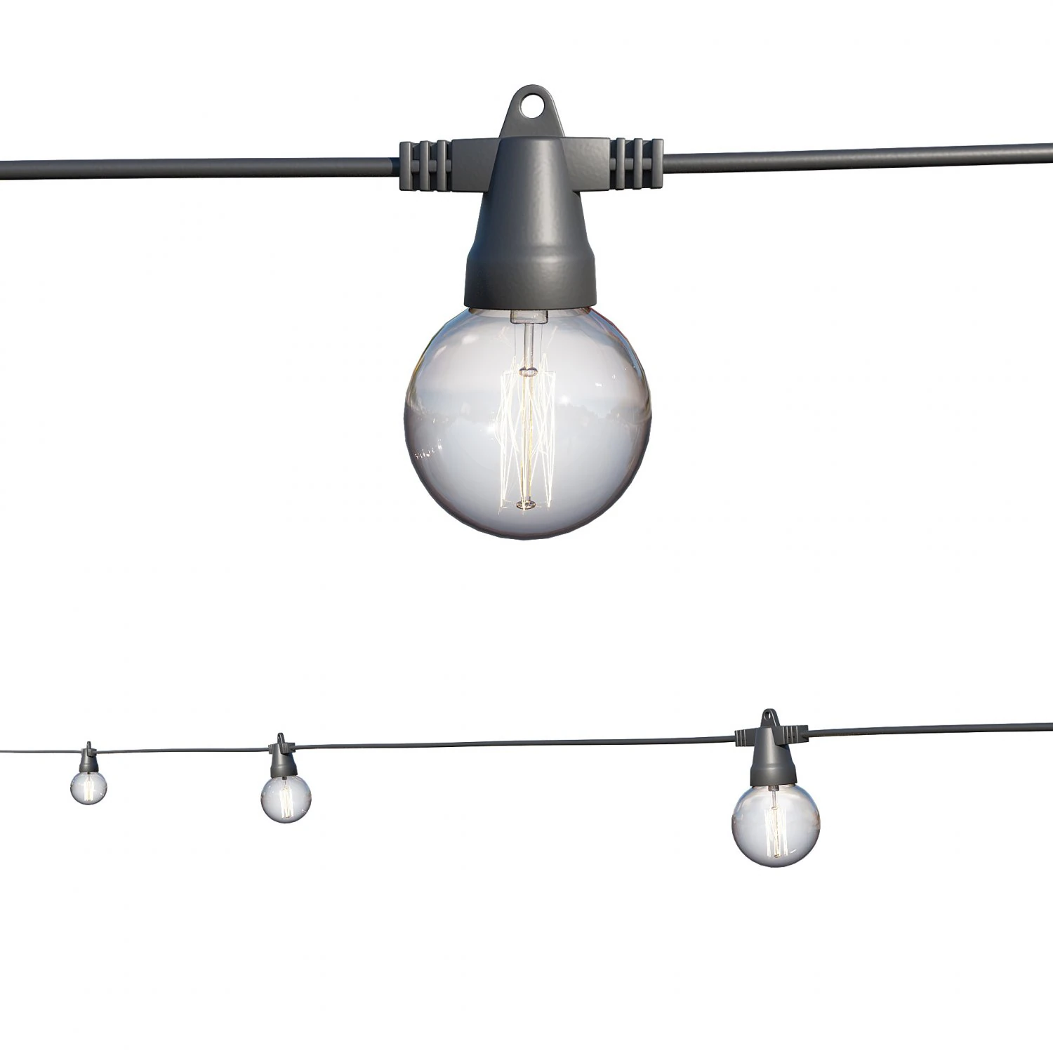 string lights edison lamps 3D Model .c4d .max .obj .3ds .fbx .stl .blend