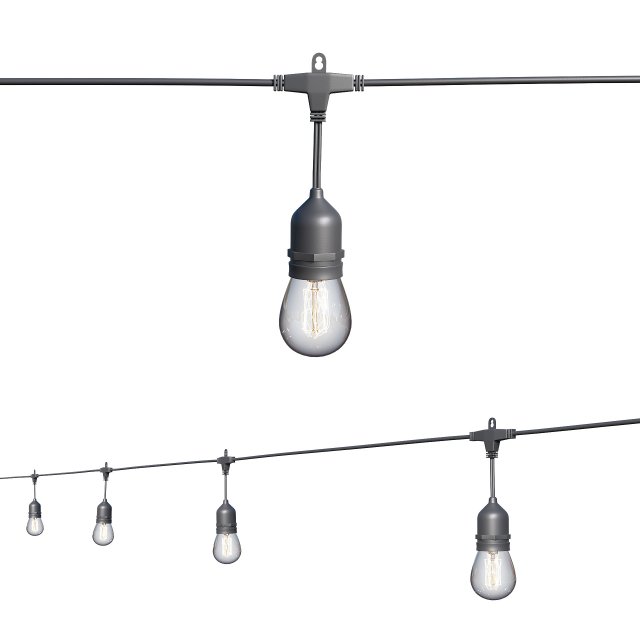 string lights edison lamps Model 3D .c4d .max .obj .3ds .fbx .stl .blend 
