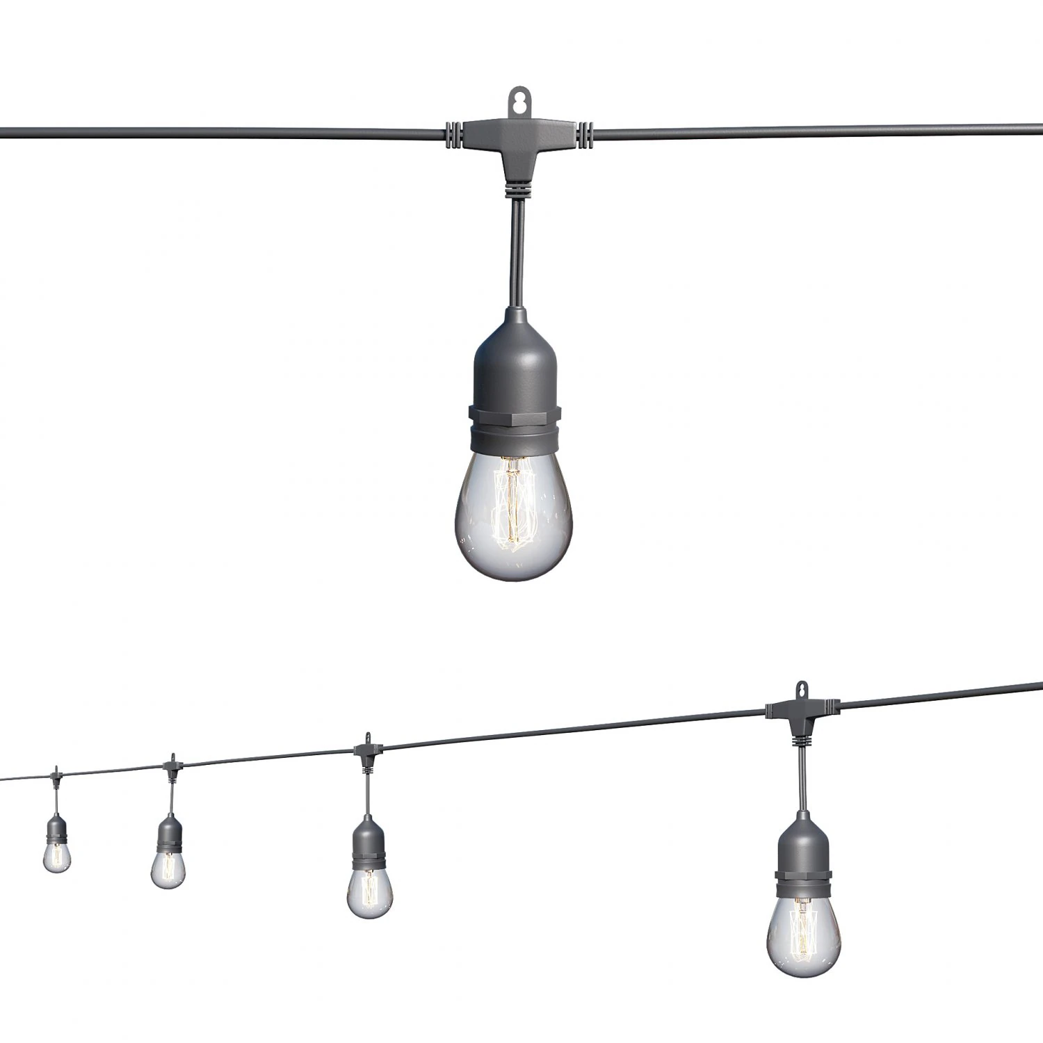 string lights edison lamps 3D Model .c4d .max .obj .3ds .fbx .stl .blend 