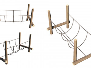 playground wooden log balance beam 3D Model