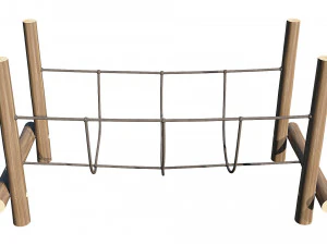 playground wooden log balance beam 3D Model