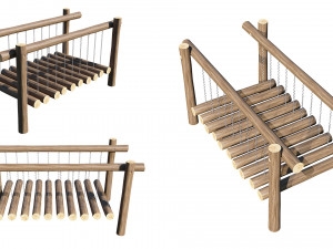 playground wooden log balance beam 3Dモデル