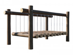 playground wooden log balance beam Model 3D