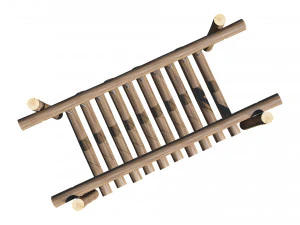 playground wooden log balance beam 3D Model