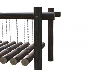 playground wooden log balance beam Model 3D