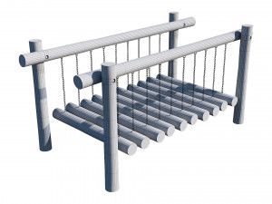playground wooden log balance beam Model 3D
