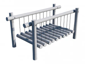 playground wooden log balance beam 3D Model