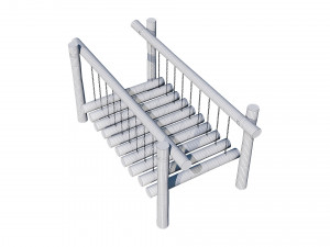 playground wooden log balance beam Model 3D