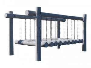 playground wooden log balance beam 3D Model
