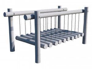 playground wooden log balance beam Model 3D