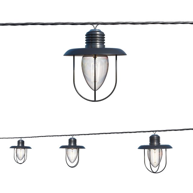 string lights edison lamps 3D Model .c4d .max .obj .3ds .fbx .stl .blend 