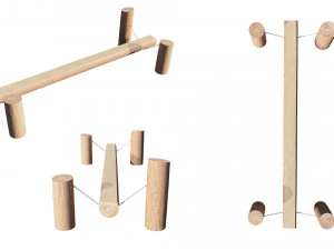 playground wooden log balance beam 3D Model