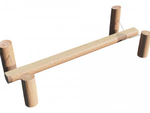 playground wooden log balance beam 3D Model