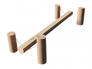 playground wooden log balance beam 3D Модель
