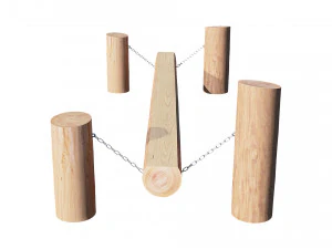 playground wooden log balance beam 3D Model