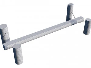 playground wooden log balance beam 3D Model