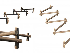 playground wooden log balance beam 3D Model