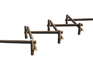 playground wooden log balance beam 3D Model