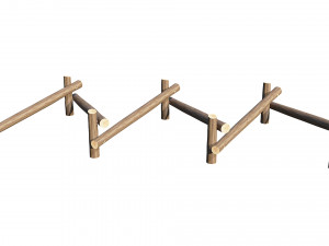 playground wooden log balance beam 3D Model
