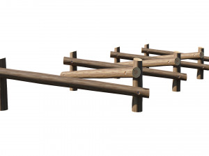 playground wooden log balance beam 3D Model
