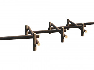playground wooden log balance beam 3D Model