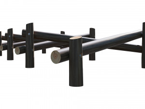 playground wooden log balance beam 3D Model