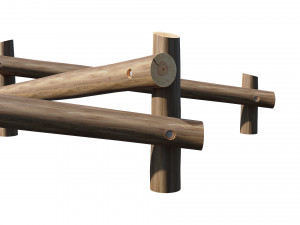 playground wooden log balance beam 3D Model