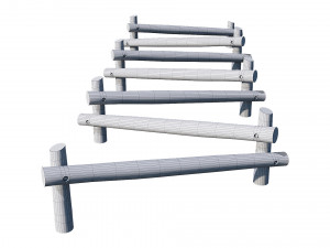 playground wooden log balance beam 3D Model