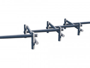 playground wooden log balance beam 3D Model