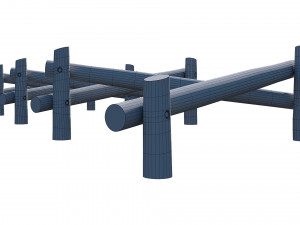 playground wooden log balance beam 3D Model