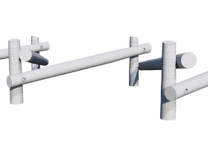 playground wooden log balance beam 3D Model