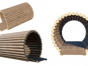 playground wooden log tunnel 3D Model