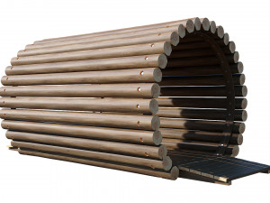 playground wooden log tunnel 3D 模型