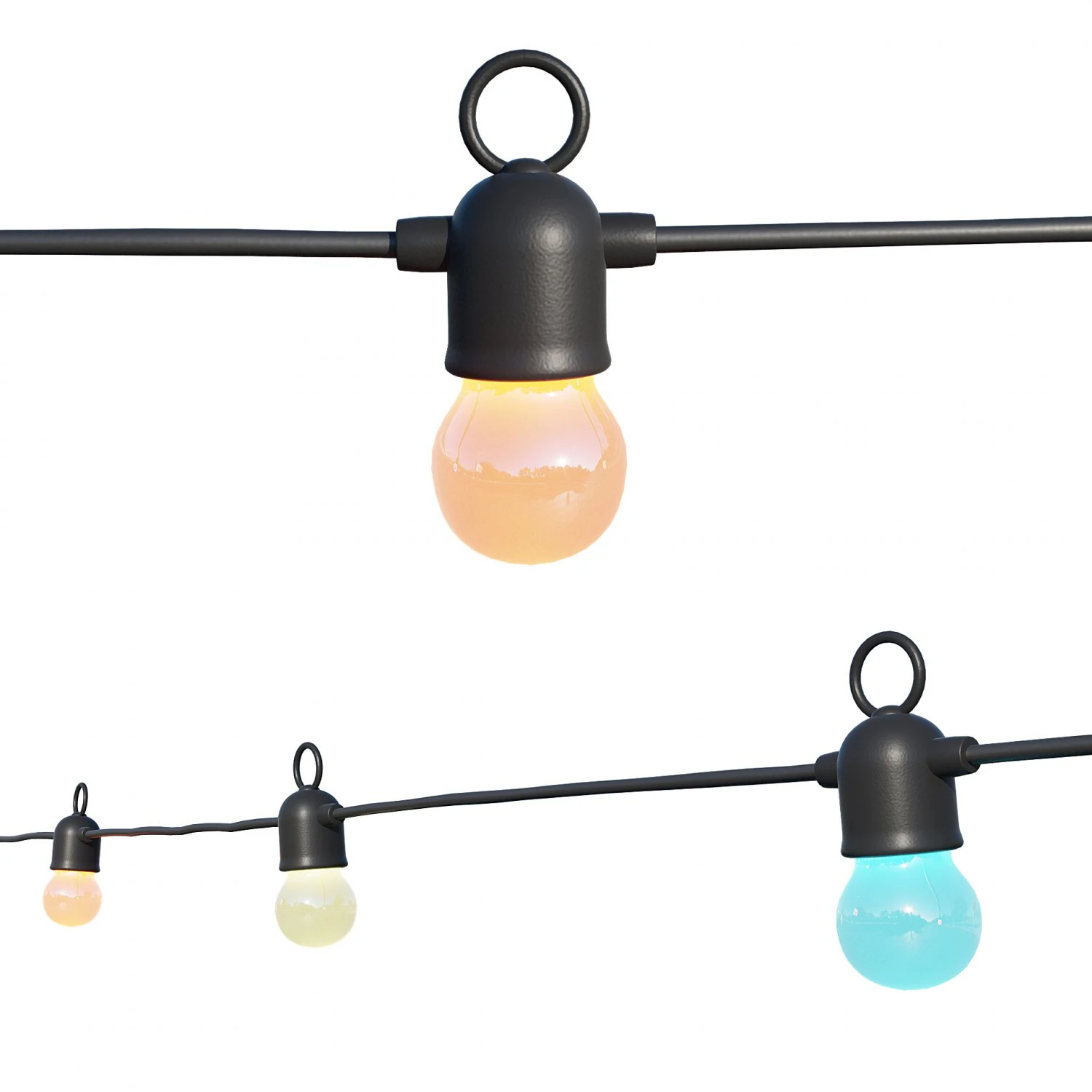 string lights variable color lamps 3D Model .c4d .max .obj .3ds .fbx .stl .blend 