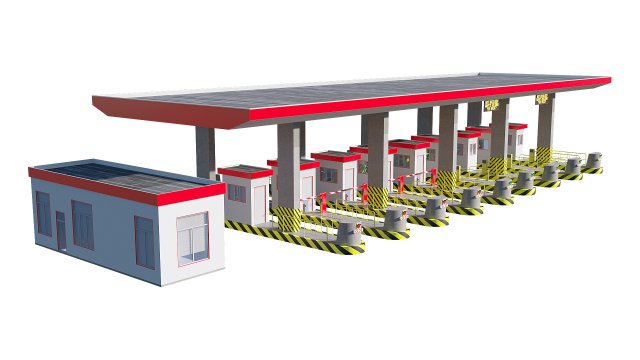 highway toll booth 3D मॉडल .c4d .max .obj .3ds .fbx .stl .blend 