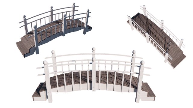wooden garden bridge 3D Модель .c4d .max .obj .3ds .fbx .stl .blend