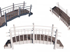 h&ouml;lzerne Gartenbr&uuml;cke 3D Modell