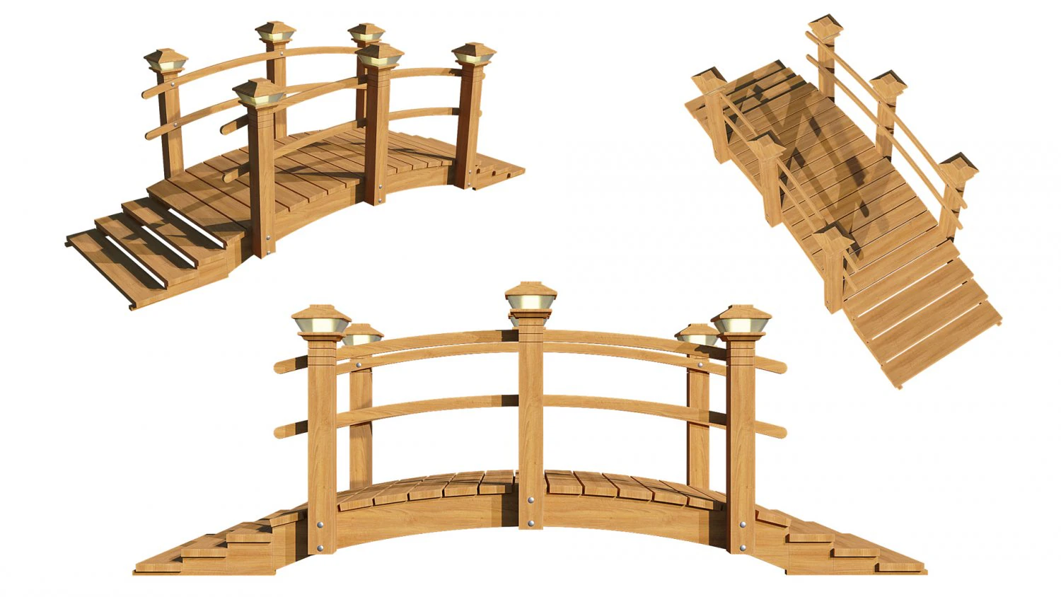 wooden garden bridge 3D Model .c4d .max .obj .3ds .fbx .stl .blend 
